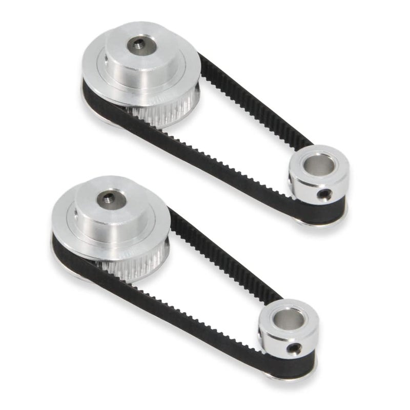 Zeelo 2PCS Set GT2 Synchronous Wheel 20&40 Teeth 5mm Bore Aluminum Timing Pulley with 2PCS Length 200mm Width 6mm Belt (20-40T-5B-6) - Image 1